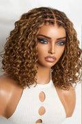 5x5 Lace Closure Boho Braids Pre Cut Glueless Wig Ombré Curly